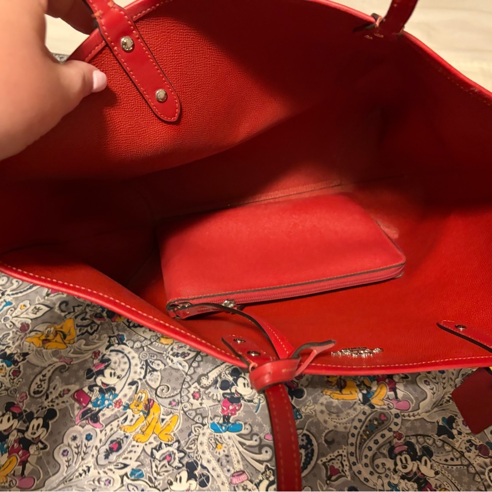 Coach Red and Black Plaid Tote - Picture 4 of 5